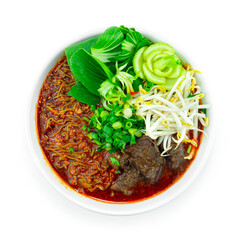 Jade Noodles Spicy Chili hot Soup with Braised Beef Chinese Food
