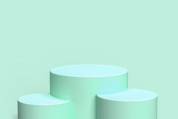 empty green stage on green background, 3D illustration, rendering