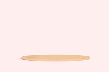 empty gold stage on pink background, 3D illustration, rendering