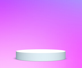 empty white stage on pink background, 3D illustration, rendering
