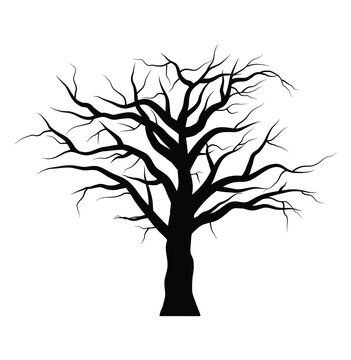 Dead tree icon vector illustration isolated on white background. Tree silhouette.