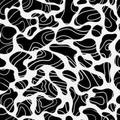 Neutral texture with simple hand-drawn black spots. Vector abstract seamless pattern design. Decorative shapes and silhouettes repeated background for fabric design.