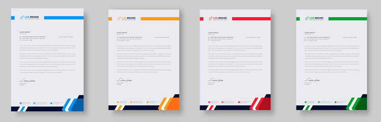 corporate modern letterhead design template with yellow, blue, green and red color. creative modern letter head design template for your project. letterhead, letter head, Business letterhead design.