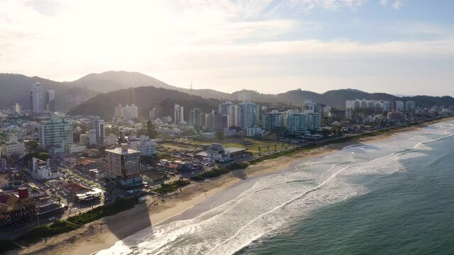 Aerial view of real estate booming at brava beach, Itajaí, Brazil.