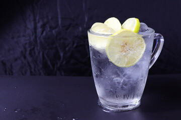 lemonade soda with black background