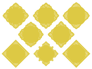 カリグラフィー線の飾り付き金の菱形フレームセット
