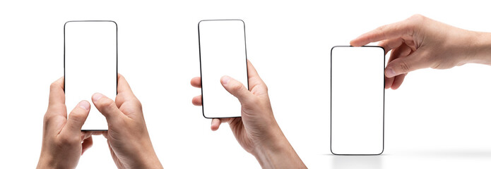 Obraz na płótnie Canvas Smartphone with empty screen standing vertically