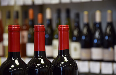 Wine bottles in wine store and ready for home delivery - Powered by Adobe
