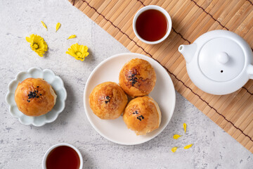 Moon cake yolk pastry for Mid-Autumn Festival holiday.
