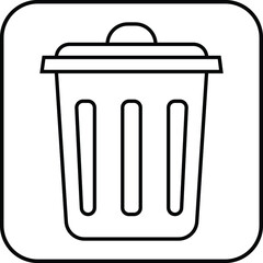 Trash Can, Icon illustration. Simple black symbol on white background.