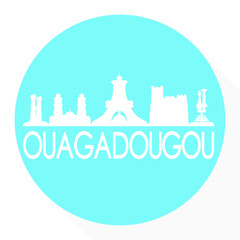 Ouagadougou, Burkina Faso Round Button City Skyline Design. Silhouette Stamp Vector Travel Tourism.