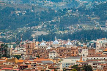 Fototapeta premium View of the Cathedral of the Immaculate Conception or New Cathedral in Cuenca Ecuador