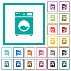 Washing machine flat color icons with quadrant frames