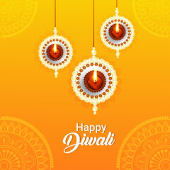 Realistic indian festival of happy diwali