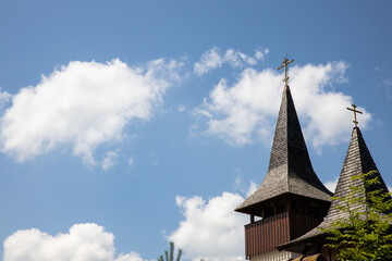 Fototapeta na wymiar Towers of Lupsa Monastery, Alba County, Romania