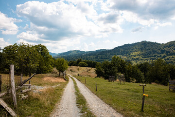 Fototapeta na wymiar Picturesque view of Lupsa Mountain Village in Apuseni Mountains, Romania