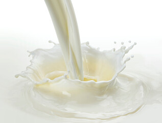 Fototapeta na wymiar Pouring milk splash on white background