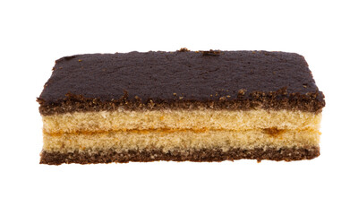 chocolate sponge cake isolated