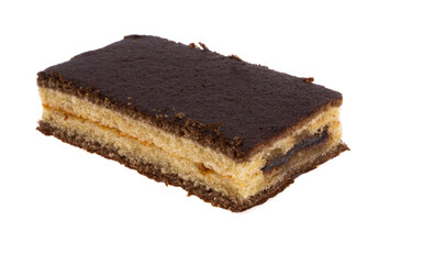 chocolate sponge cake isolated