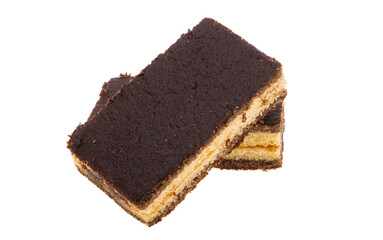 Fototapeta na wymiar chocolate sponge cake isolated