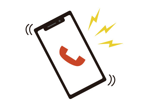 スマートフォン　カラー　電話着信のイラスト