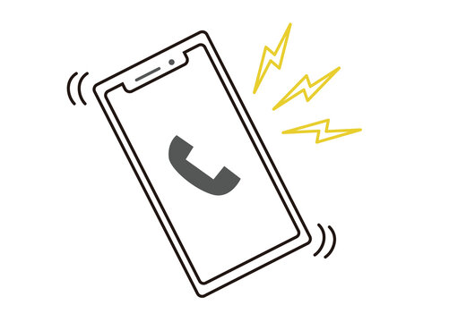 スマートフォン　フレーム　ラインイラスト　電話着信のイラスト