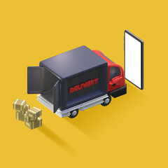 Delivering online order. 3d illustration