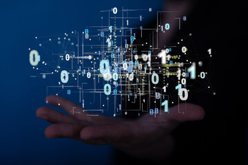 Connecting lines and dots.Big data visualization