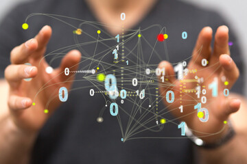 Big data and artificial intelligence concept. Machine learning and cyber mind domination