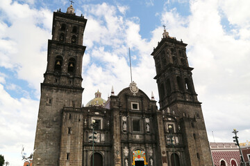 Fototapeta premium The Cathedral of the city of Puebla, Mexico