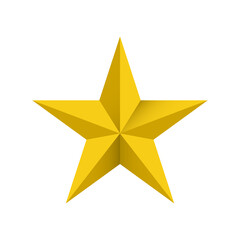 Yellow Star Icon Isolated On White Background. 3D. Vector Illustration