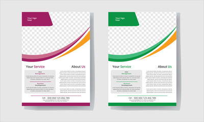  flyer template design set with two different color A4