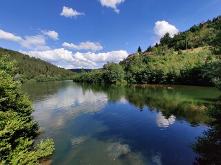Fototapeta na wymiar Schwarzenbachtalsperre beautiful lake in the Black Forest in Germany in summer