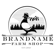 Simple rustic logo of Pigeon for your farm shop brand.
