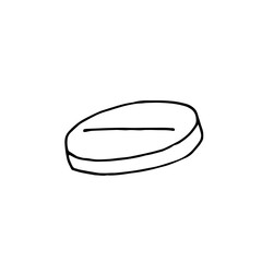 Tablet. Vitamins. Medicine. Treatment. The medicine. Vector. Doodle. Hand-drawn illustration. Silhouette. Black and white outline. Coloring.