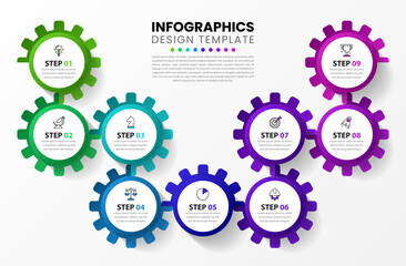 Infographic design template. Creative concept with 9 steps