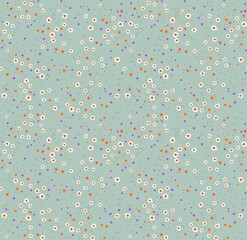 Vector seamless pattern. Pretty pattern in small flowers. Small colorful flowers. Gray blue  background. Ditsy floral background. The elegant the template for fashion prints. Stock vector.