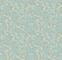 Peel and stick wallpaper Small flowers Vector seamless pattern. Pretty pattern in small flowers. Small colorful flowers. Gray blue  background. Ditsy floral background. The elegant the template for fashion prints. Stock vector.