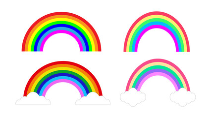 rainbow cartoon set for cute decorative design isolated on white background