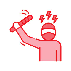 Threat to human life color line icon. Harassment, and violence. Human rights. Sign for web page, mobile app, button, logo. Editable stroke