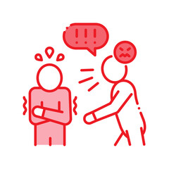 Intimidation black line icon. Verbal bullying. Harassment, and violence. Sign for web page, mobile app, button, logo. Editable stroke