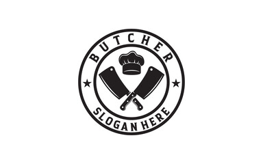 Butchery Shop Logo Design Template. meat cleaver knife vector design