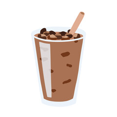 Glass of iced coffee. Vector Illustration.