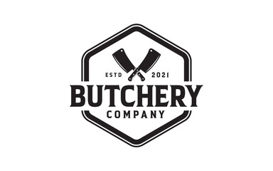 Butchery Shop Logo Design Template. meat cleaver knife vector design