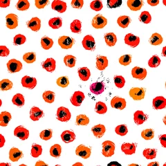Gordijnen seamless polka dots pattern, with paint strokes and splashes © Kirsten Hinte