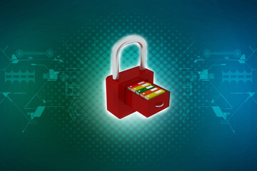3d illustration file lock concept
