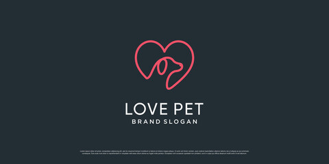 Pet logo with creative element with dog and cat object Premium Vector part 5