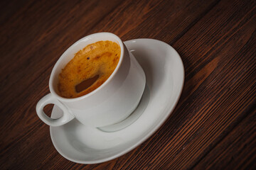 Still life- autumn motif. Breakfast- cup of coffee is on the tab