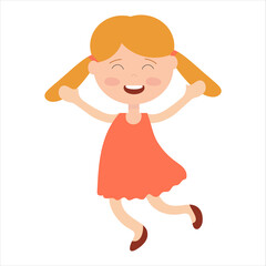 A happy girl on a white background for use in web design or clipart