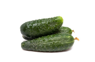 Green cucumber isolated on white background.